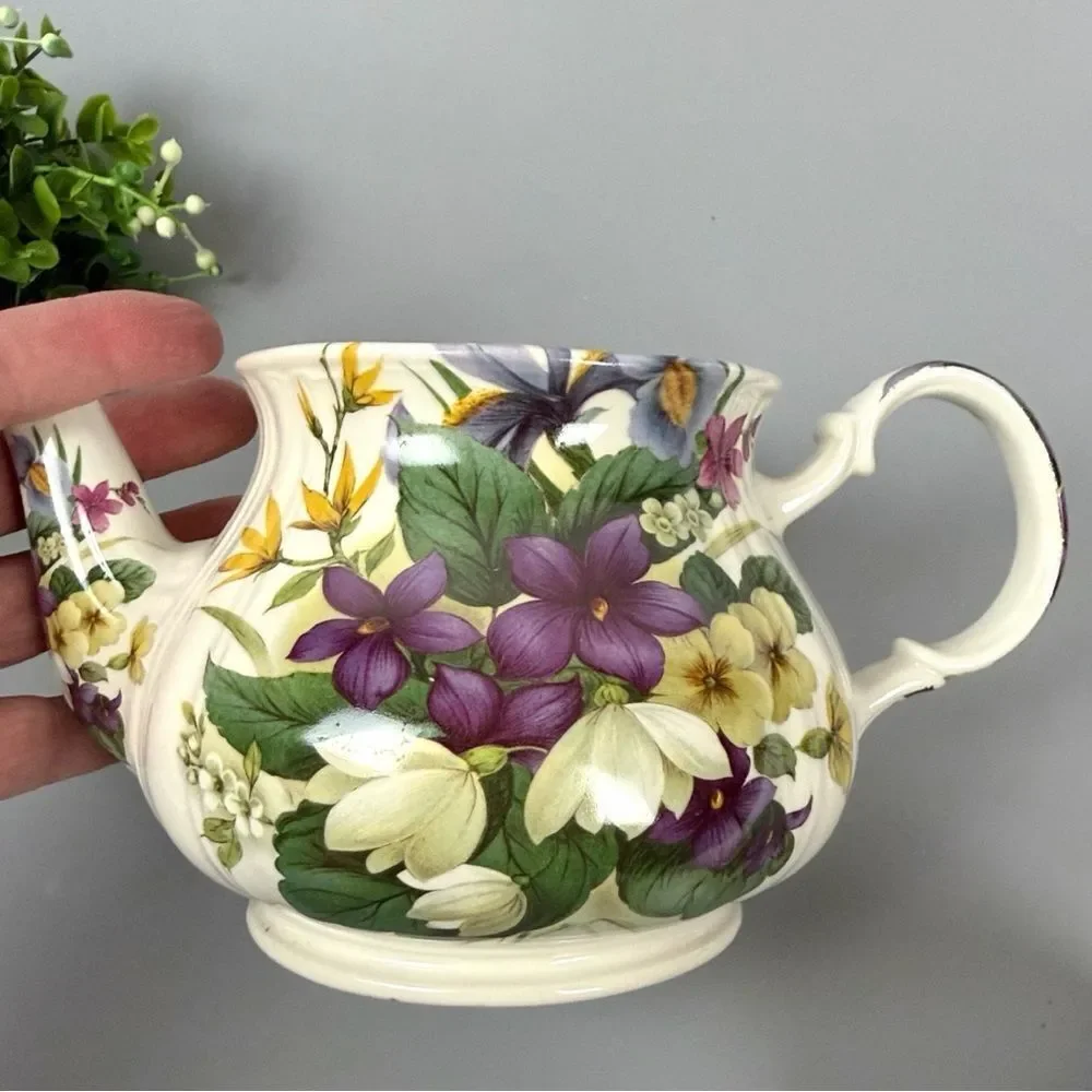 Sadler Duchess Pattern Teapot England Porcelain Violets Flowers 32oz Vintage